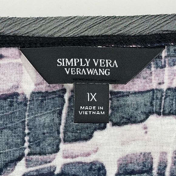 Simply Vera‎ Wang Crinkle Fabric 7/8 Length Sleeve Blouse Women 1X Multicolor - Picture 4 of 8